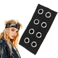 Tizee Y2K Punk Grommet Headband Wide Elastic Black Large Size