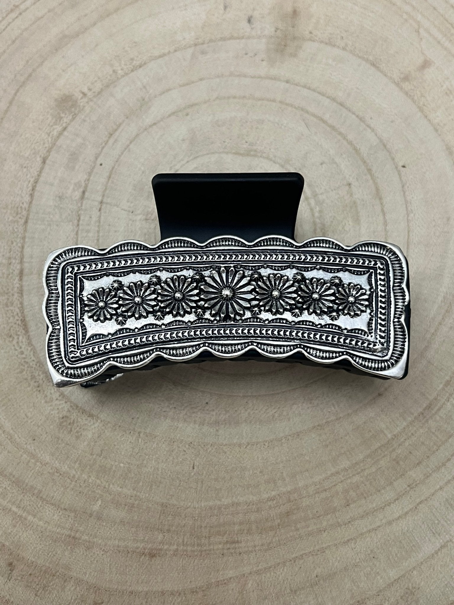 Western Faux Silver Claw Clip