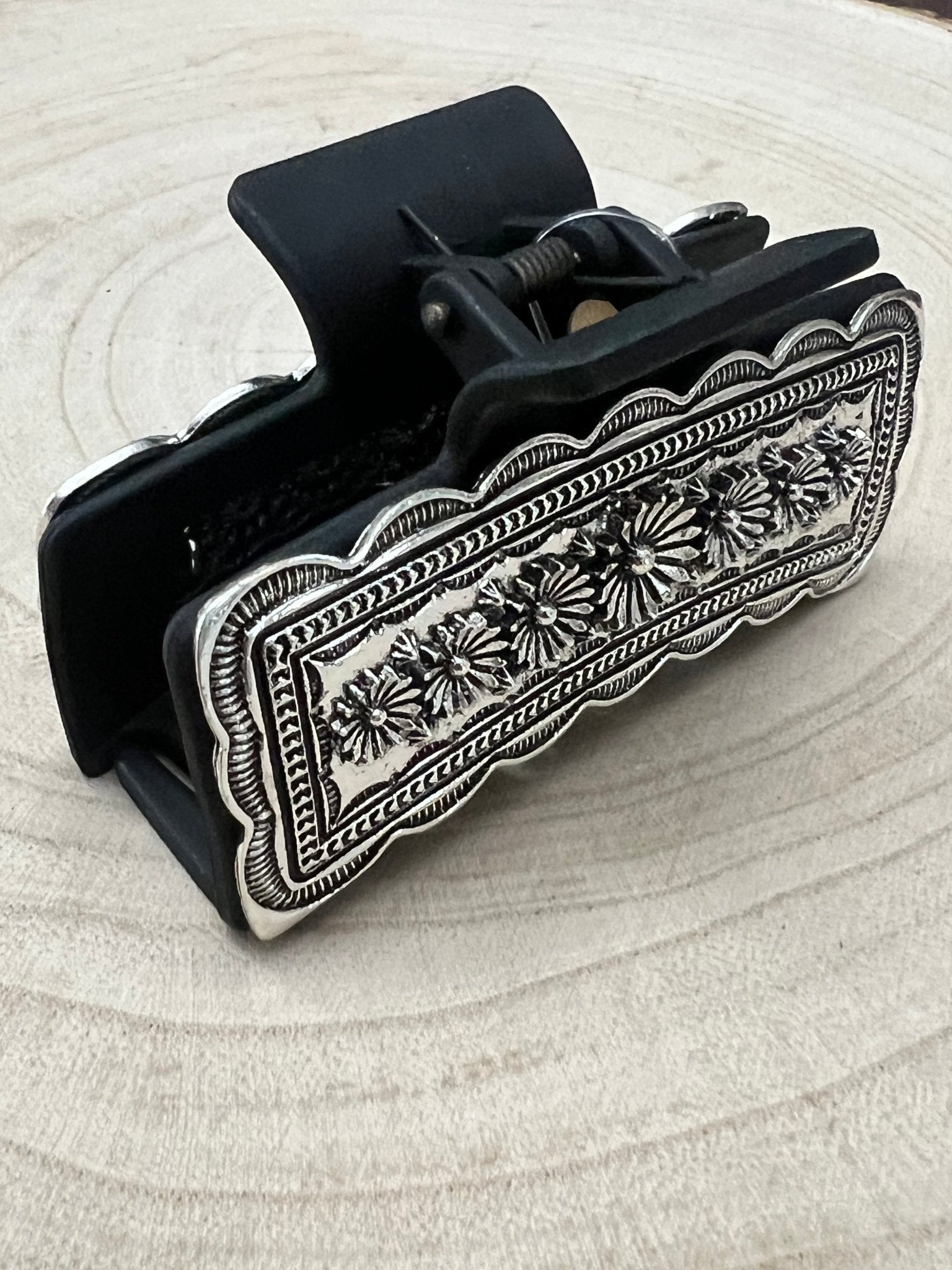Western Faux Silver Claw Clip