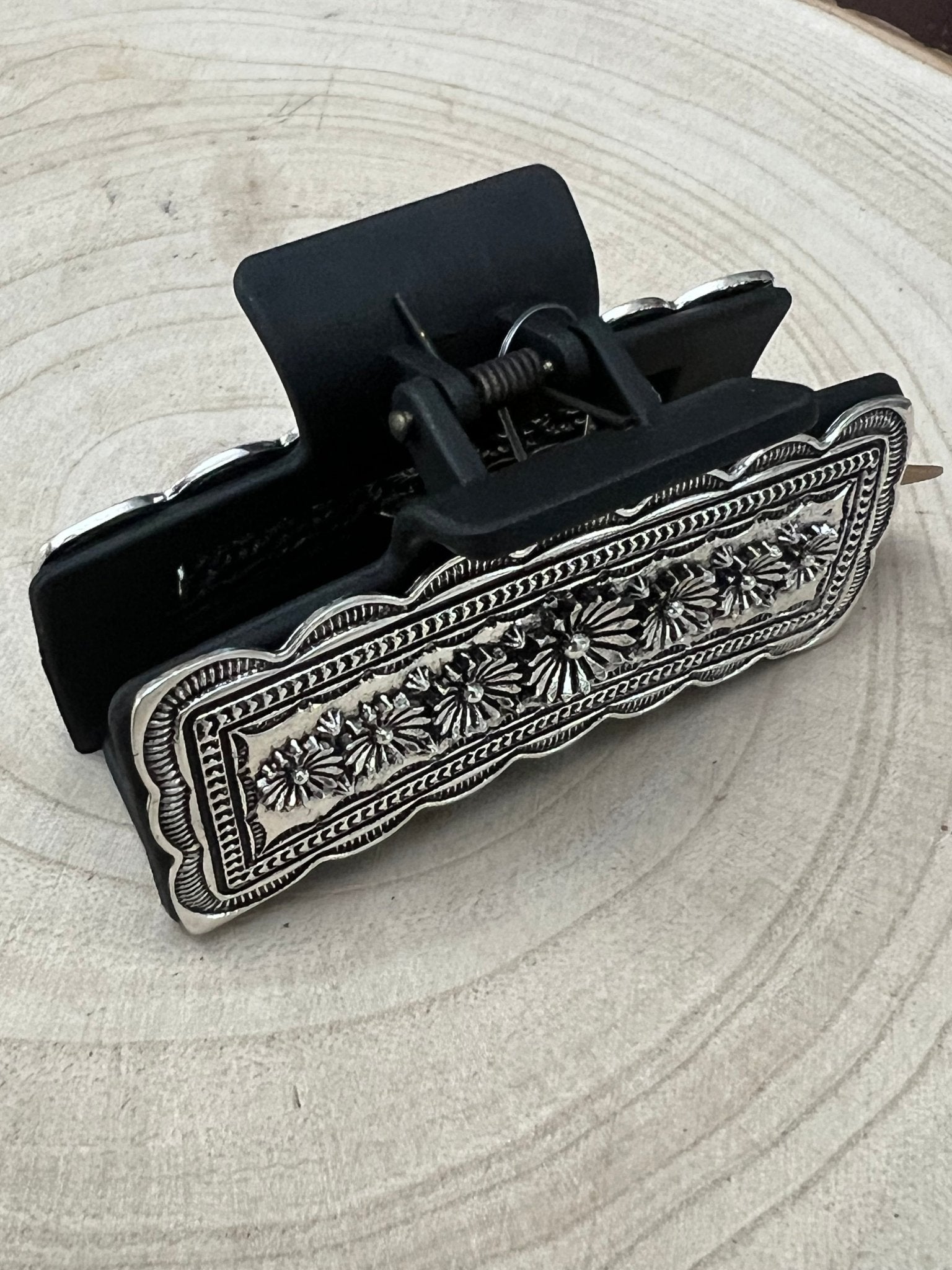 Western Faux Silver Claw Clip